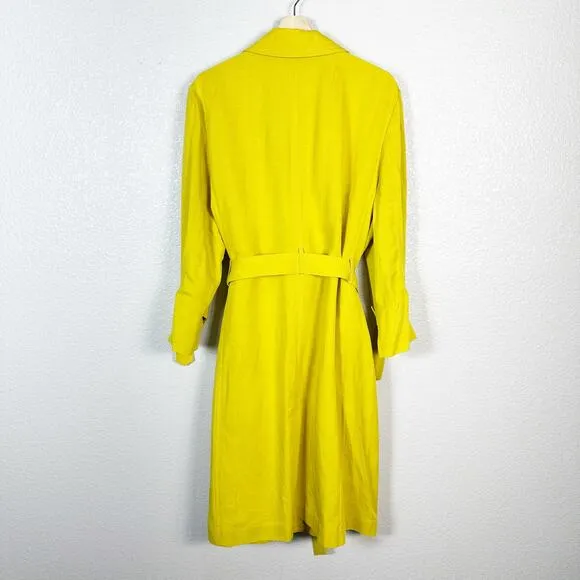 Ann Taylor Women’s Linen Blend Double Breasted Trench Coat Jacket in Yellow XXL