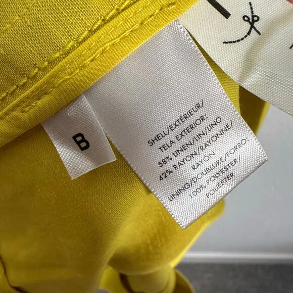 Ann Taylor Women’s Linen Blend Double Breasted Trench Coat Jacket in Yellow XXL