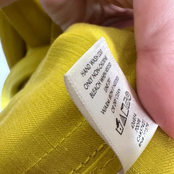 Ann Taylor Women’s Linen Blend Double Breasted Trench Coat Jacket in Yellow XXL