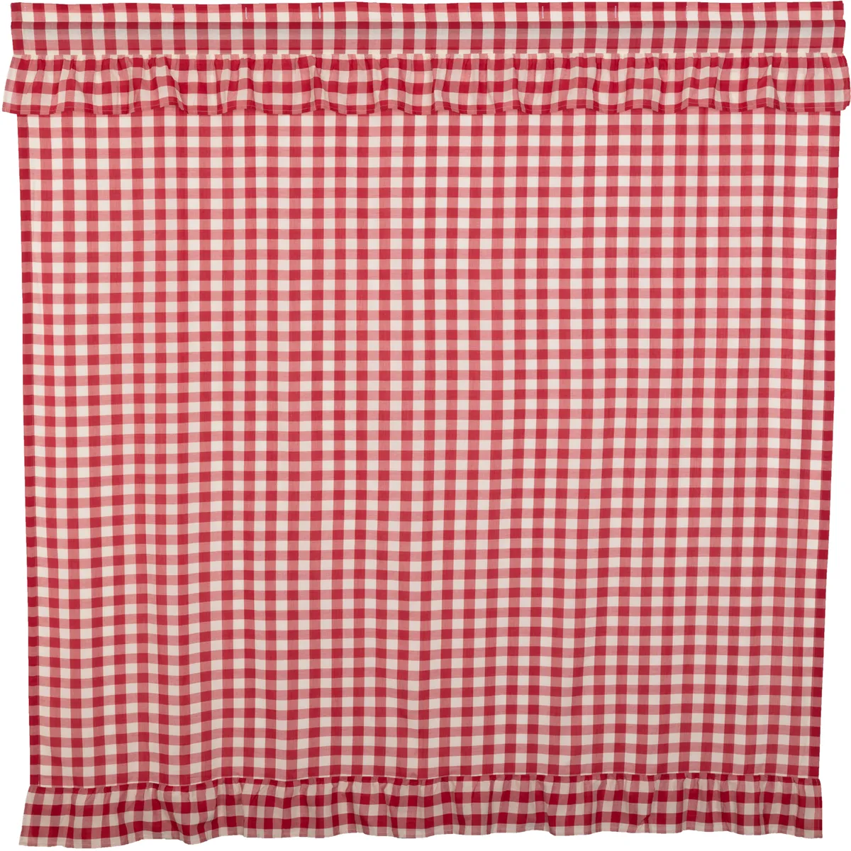 Annie Buffalo Check Red Ruffled Shower Curtain