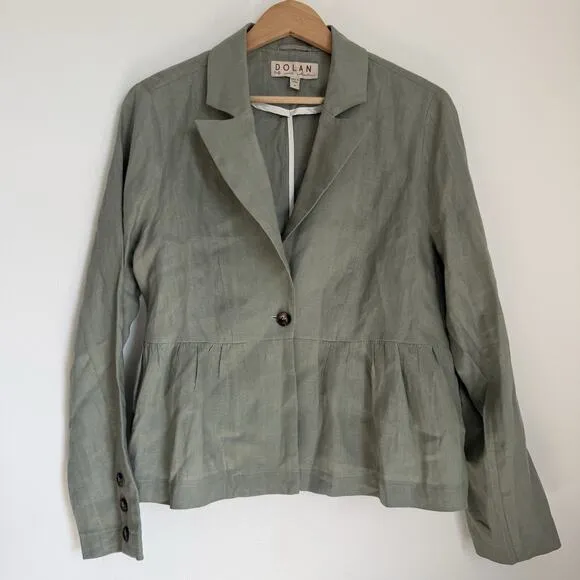 Anthropologie Dolan | Sage Green 100% Linen Babydoll Lightweight Blazer | Size M