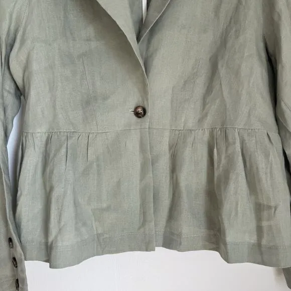 Anthropologie Dolan | Sage Green 100% Linen Babydoll Lightweight Blazer | Size M
