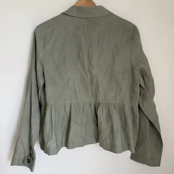 Anthropologie Dolan | Sage Green 100% Linen Babydoll Lightweight Blazer | Size M