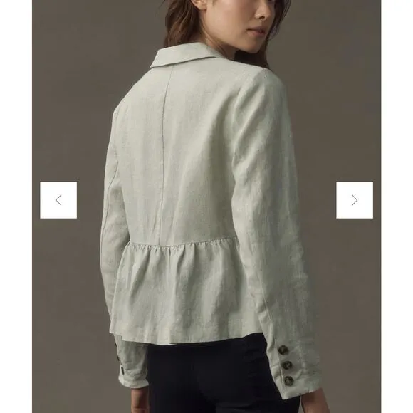 Anthropologie Dolan | Sage Green 100% Linen Babydoll Lightweight Blazer | Size M