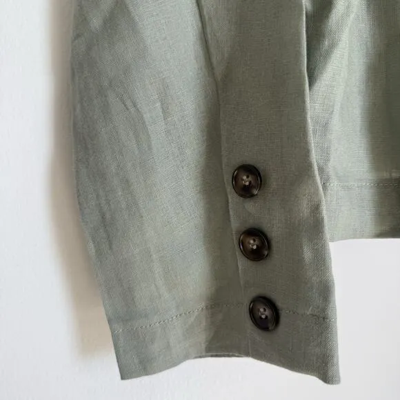 Anthropologie Dolan | Sage Green 100% Linen Babydoll Lightweight Blazer | Size M