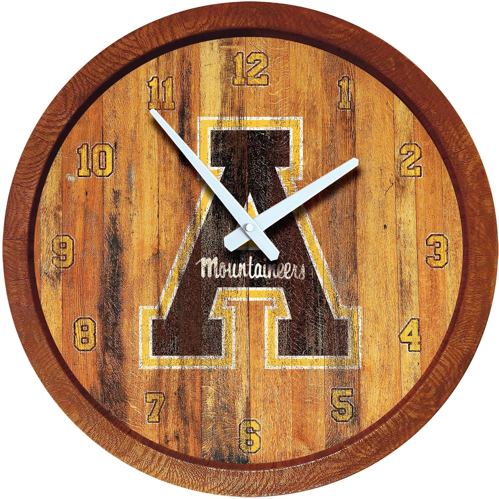 Appalachian State Mountaineers: Weathered "Faux" Barrel Top Wall Clock