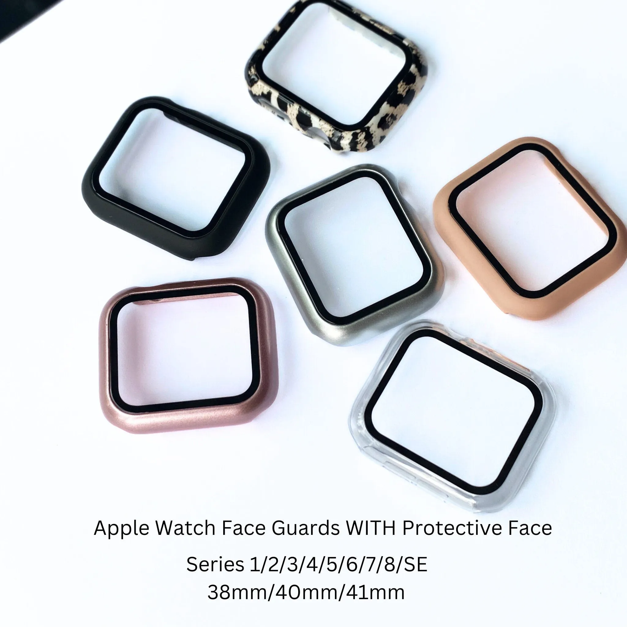Apple Watch Face Guards, 38/40/41mm, Series 1/2/3/4/5/6/SE/7/8, Scratch Resistant Cover