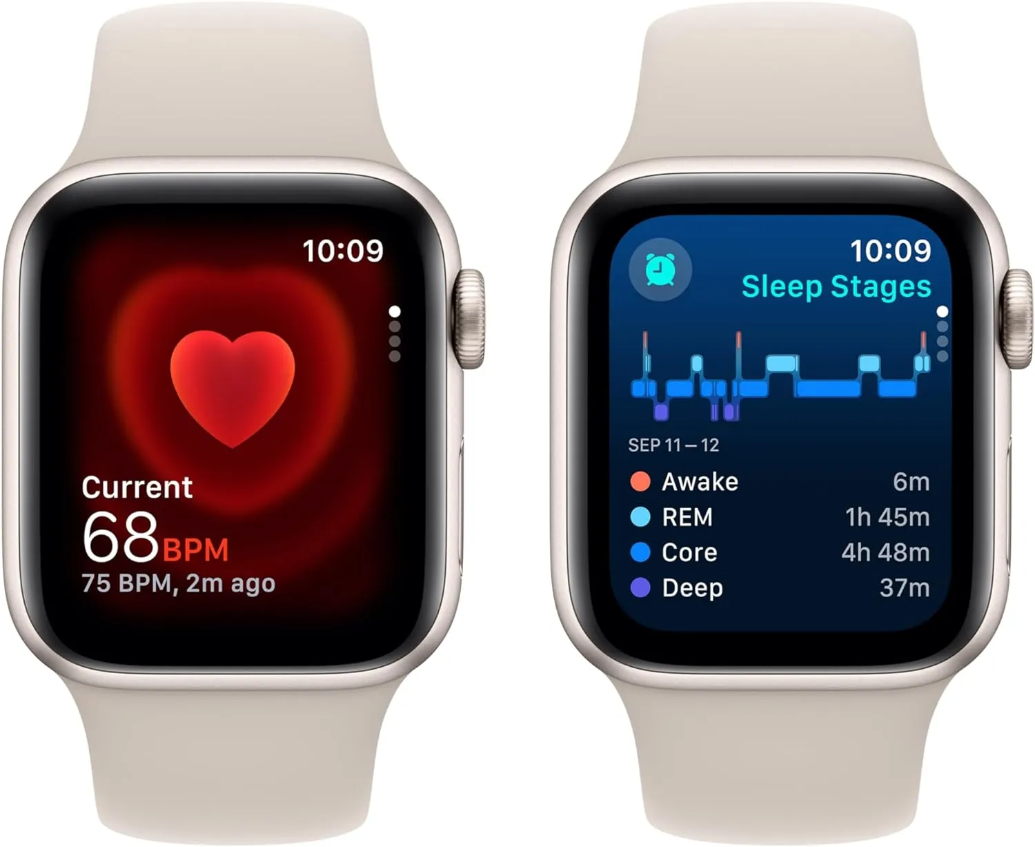 Apple Watch SE (2nd Gen) [GPS 40mm] Smartwatch with Starlight Aluminum Case with Starlight Sport Band S/M. Fitness & Sleep Tracker, Crash Detection, Heart Rate Monitor