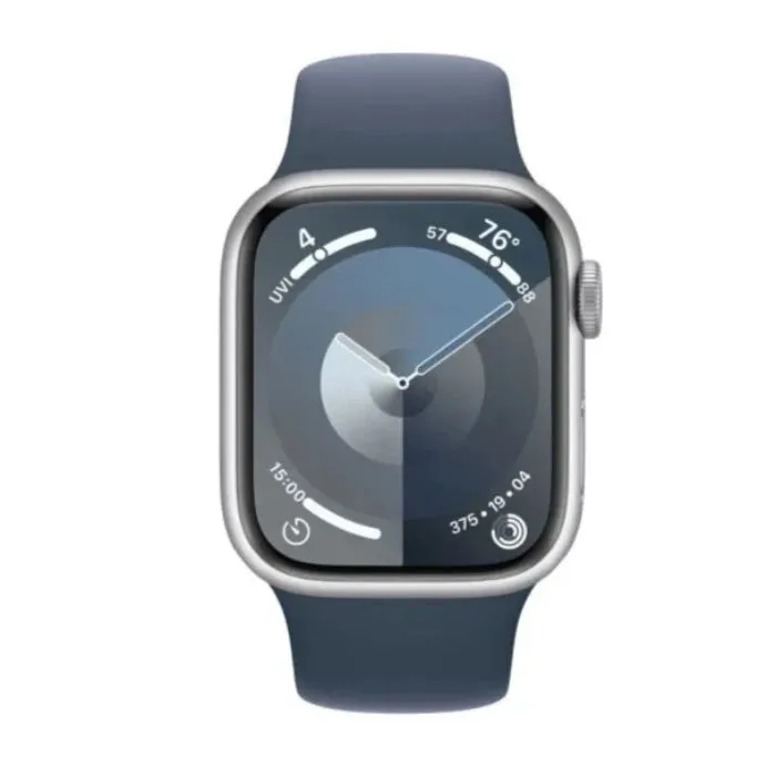 Apple Watch Series 9 GPS   Cellular 45mm Silver Aluminium Case with Storm blue Sport Band - S/M