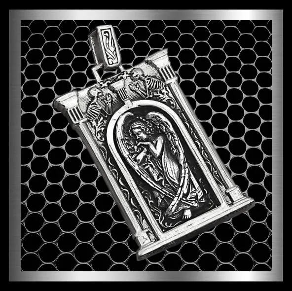 Archangel Pendant Angelic Medallion Sterling Silver