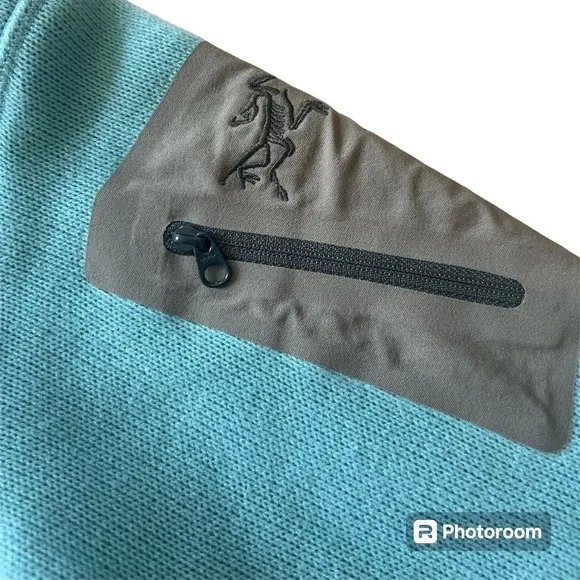 Arc’teryx women’s blue green Polartec pull over knit sweater fleece size small