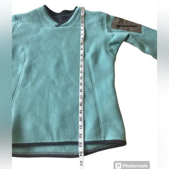 Arc’teryx women’s blue green Polartec pull over knit sweater fleece size small