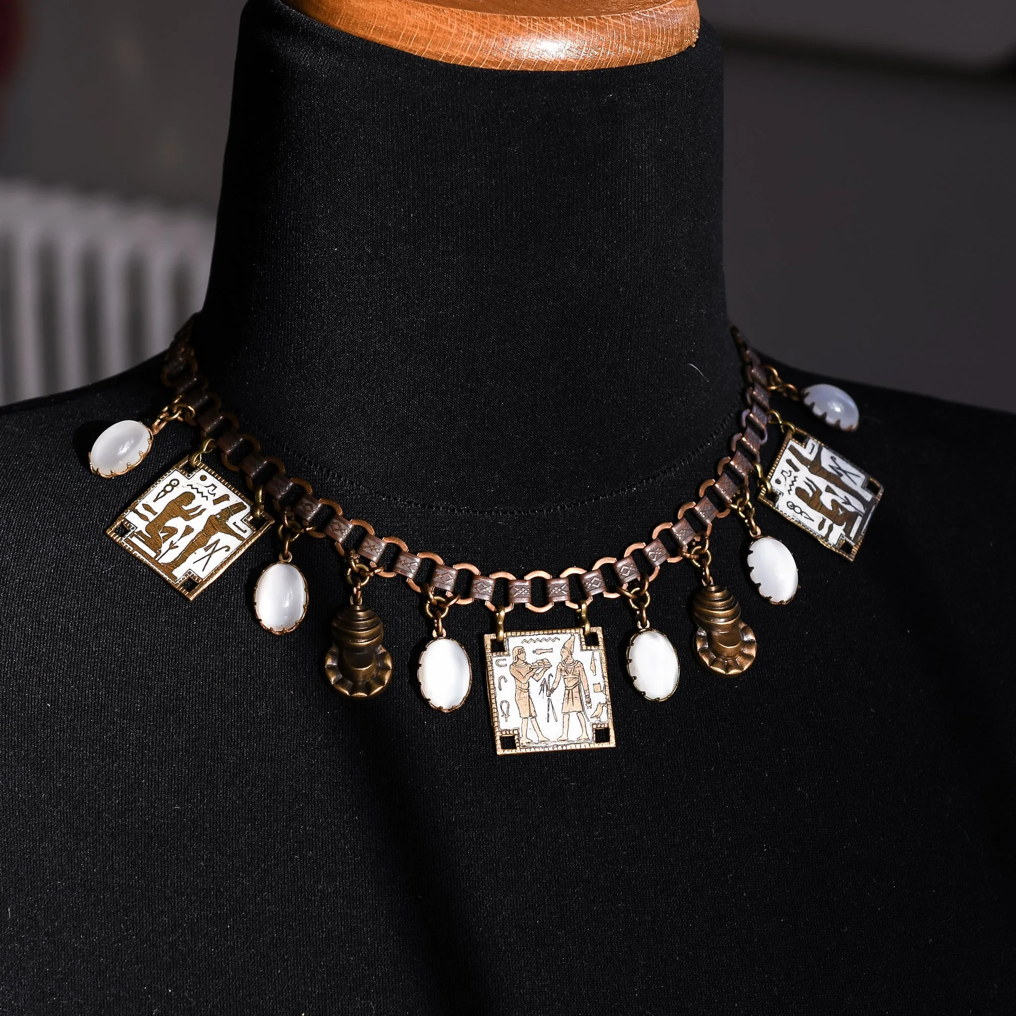 Art Deco Egyptian Revival Fringe Necklace