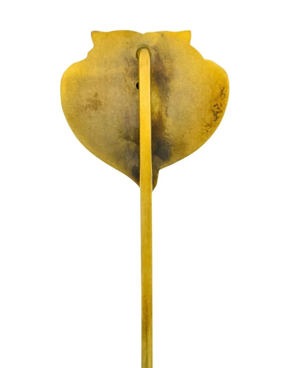 Art Nouveau Diamond 10 Karat Gold Stylized Owl Stickpin