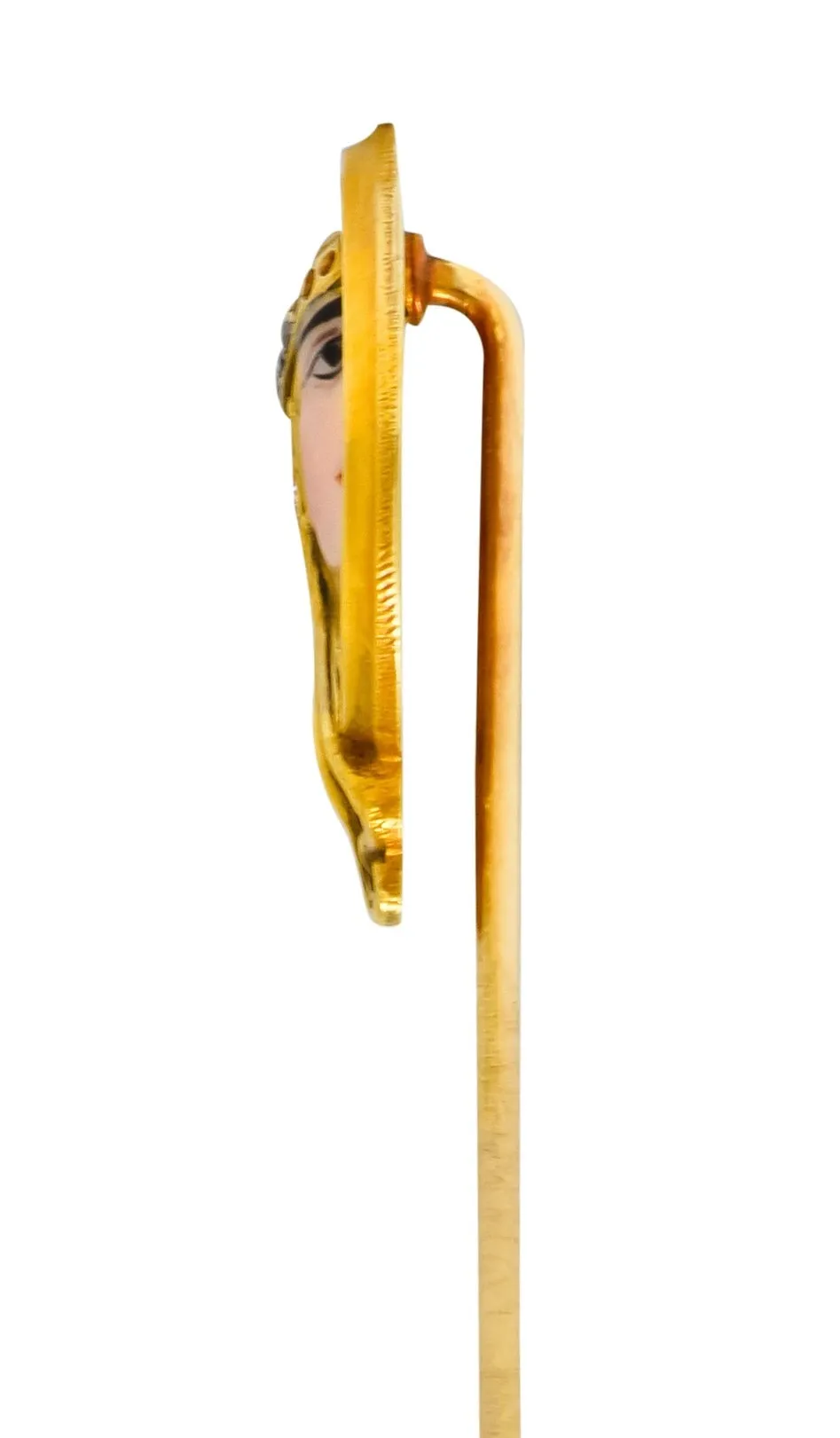 Art Nouveau Enamel Diamond Sapphire 14 Karat Gold Empress Stickpin