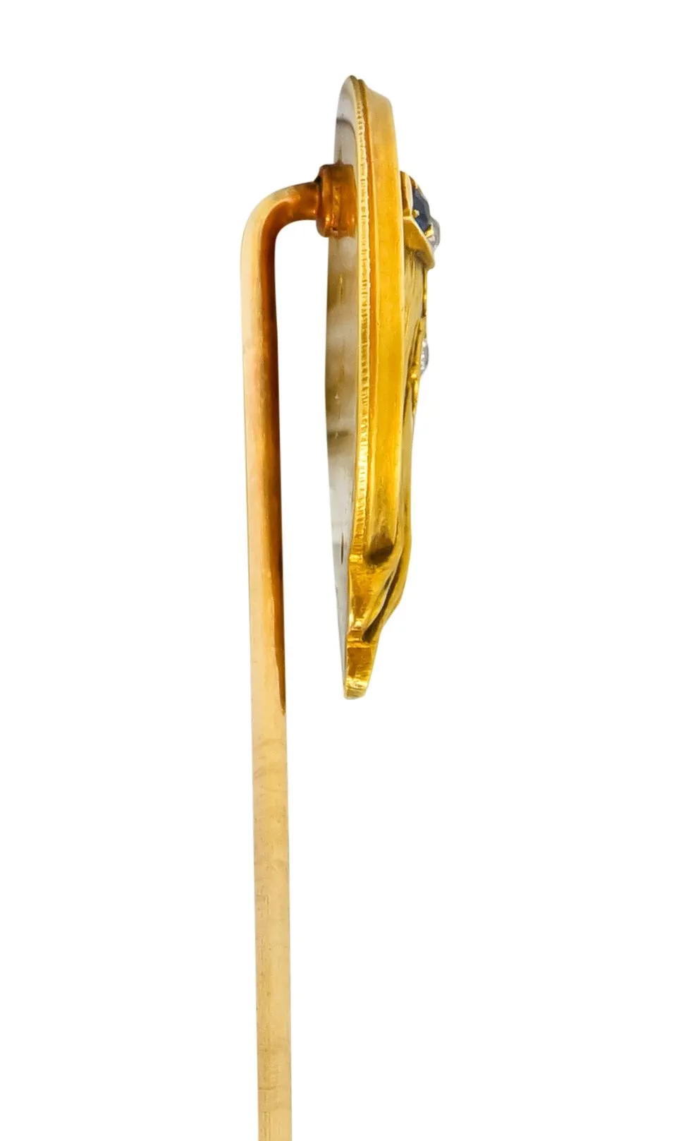 Art Nouveau Enamel Diamond Sapphire 14 Karat Gold Empress Stickpin