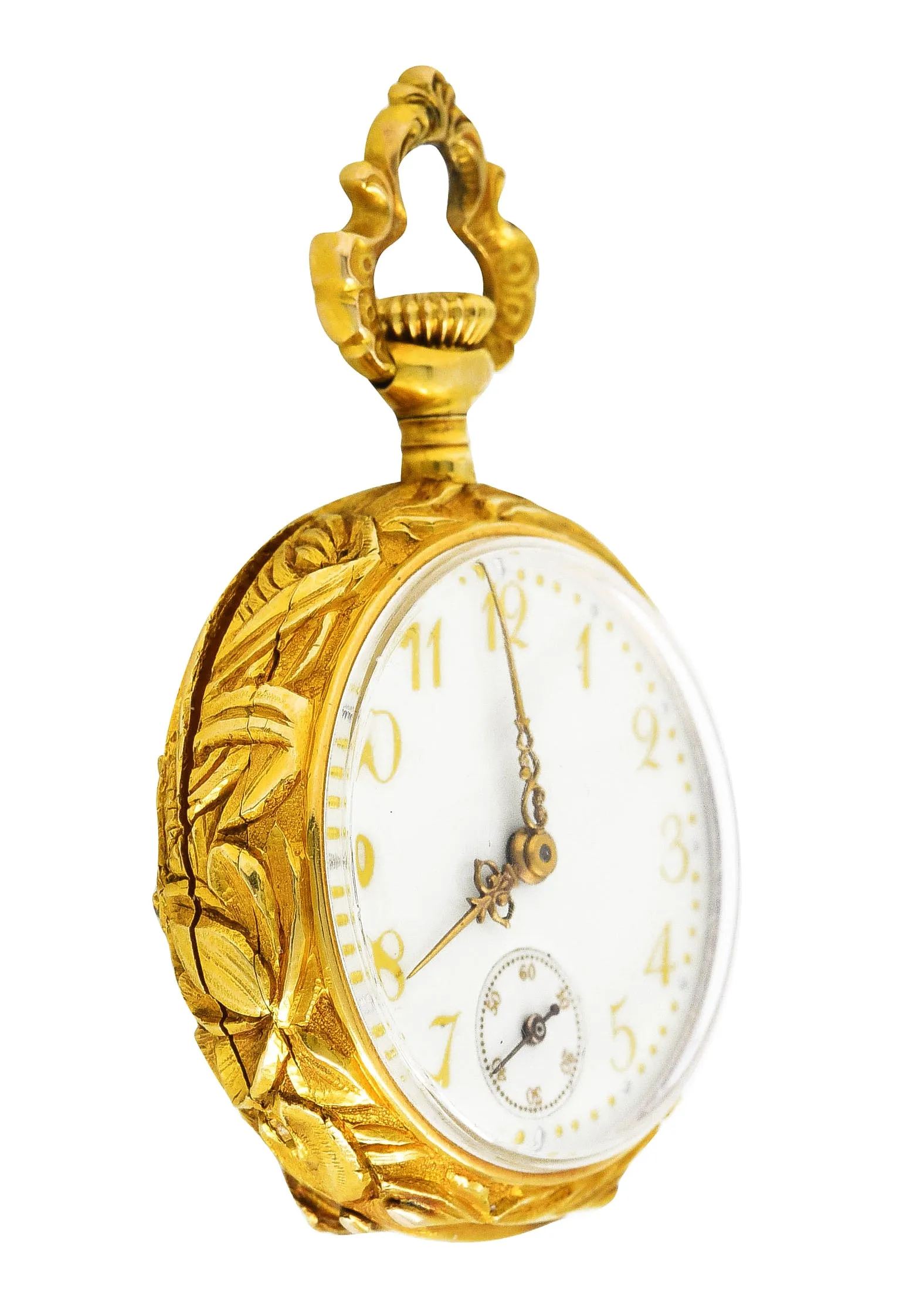 Art Nouveau Guilloche Enamel Diamond Demantoid Garnet 18 Karat Gold Dragonfly Watch