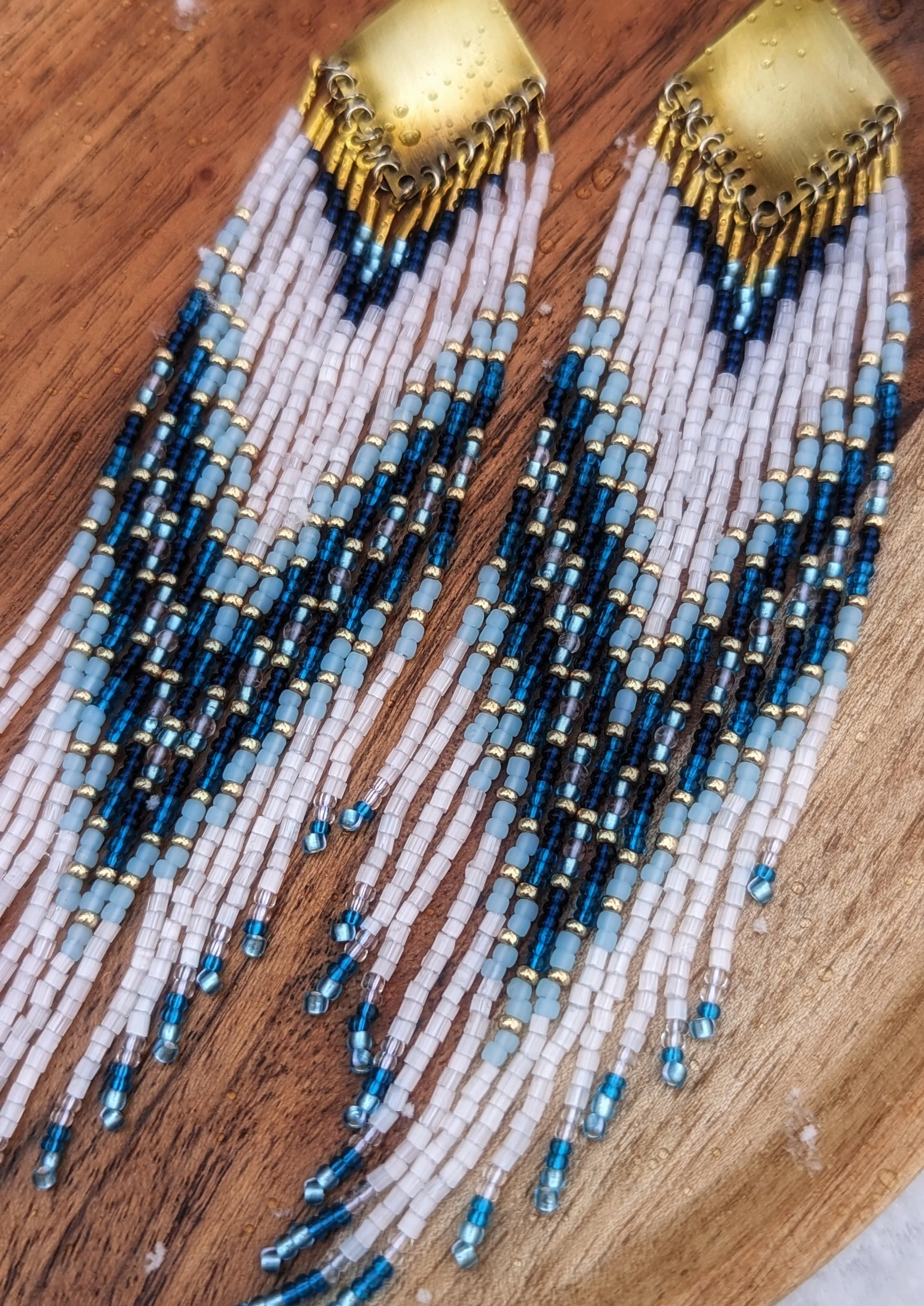 Asha Blue Crystal Seed Bead Earrings