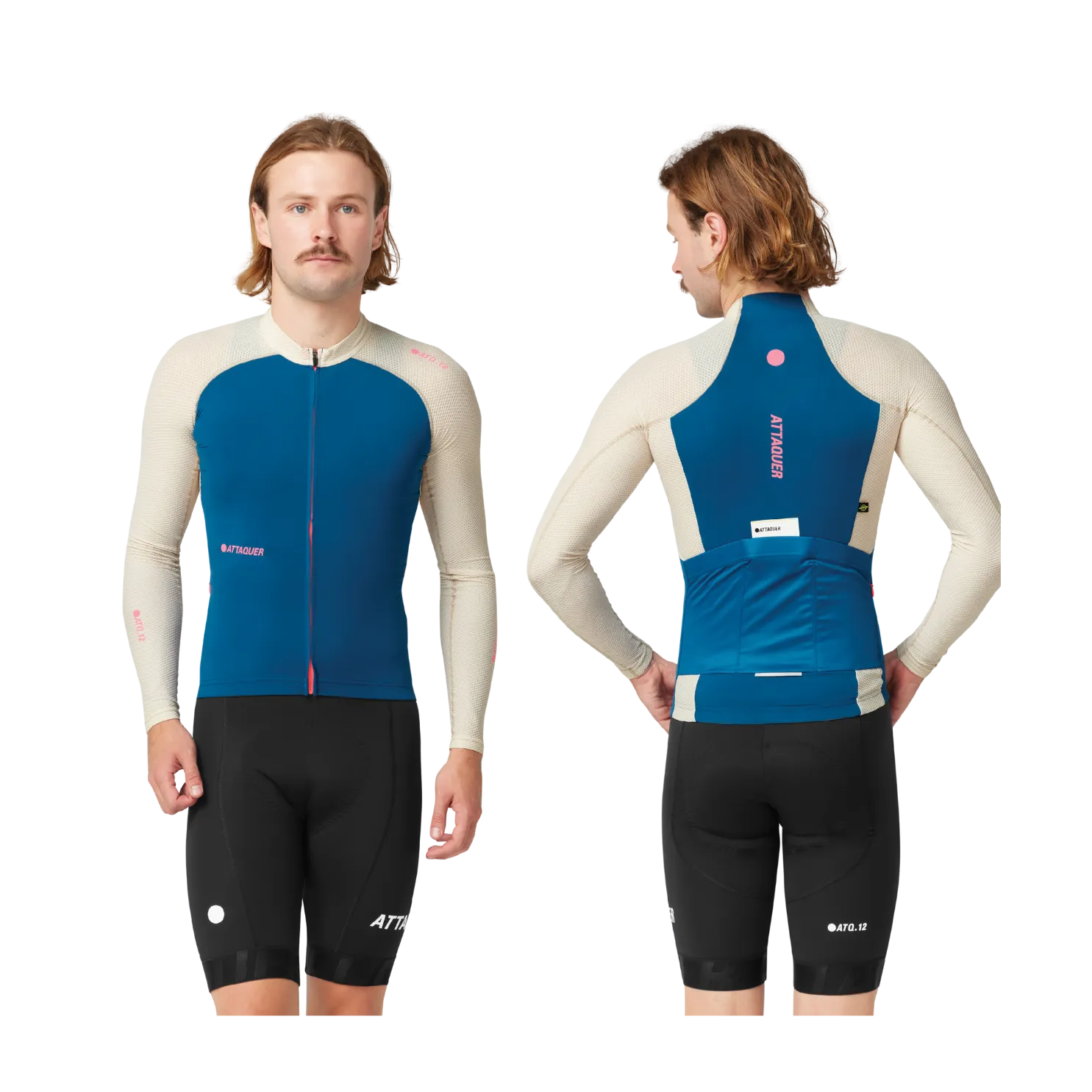 Attaquer All Day Summer Long Sleeve Jersey - Blue/Eggshell