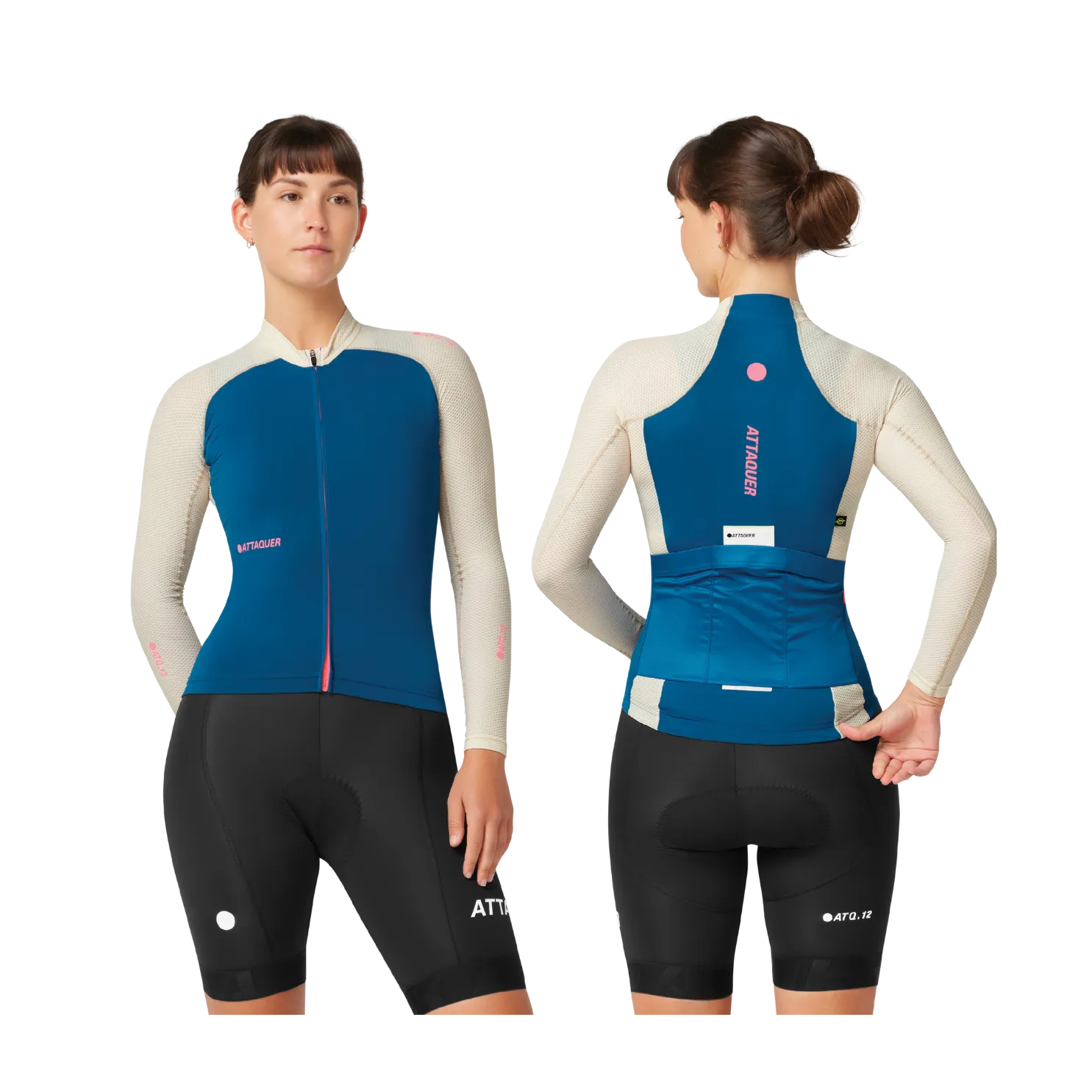 Attaquer Womens All Day Summer Long Sleeve Jersey - Blue/Eggshell