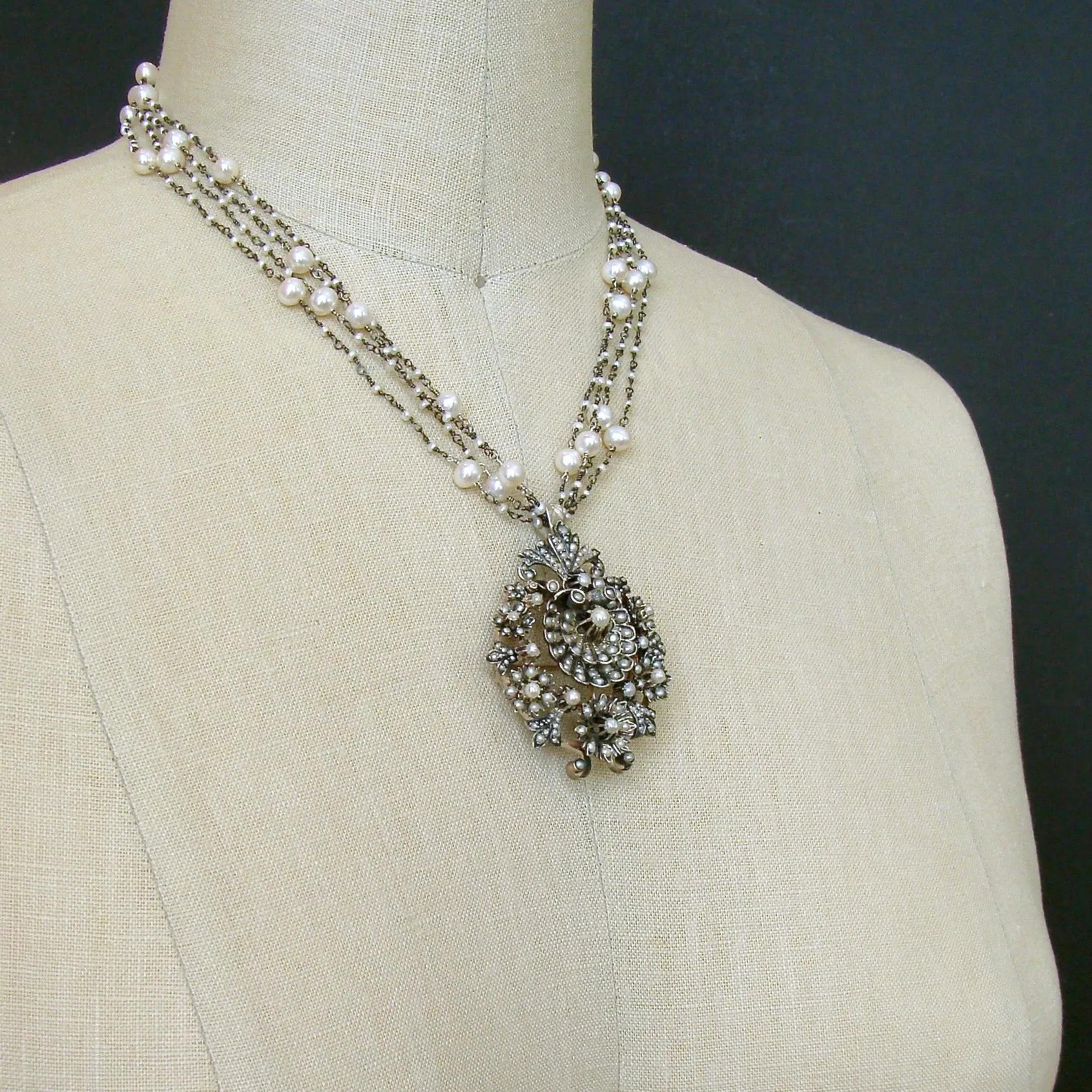Austro Hungarian Seed Pearl Shell Necklace - Ianessa Necklace