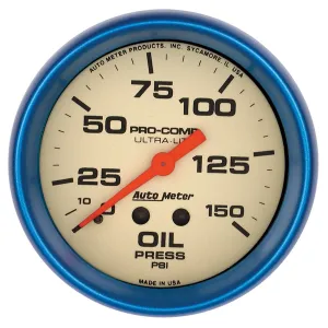 Autometer 2-5/8" Oil Pressure, 0-150 PSI, Mechanical, Ultra-Nite