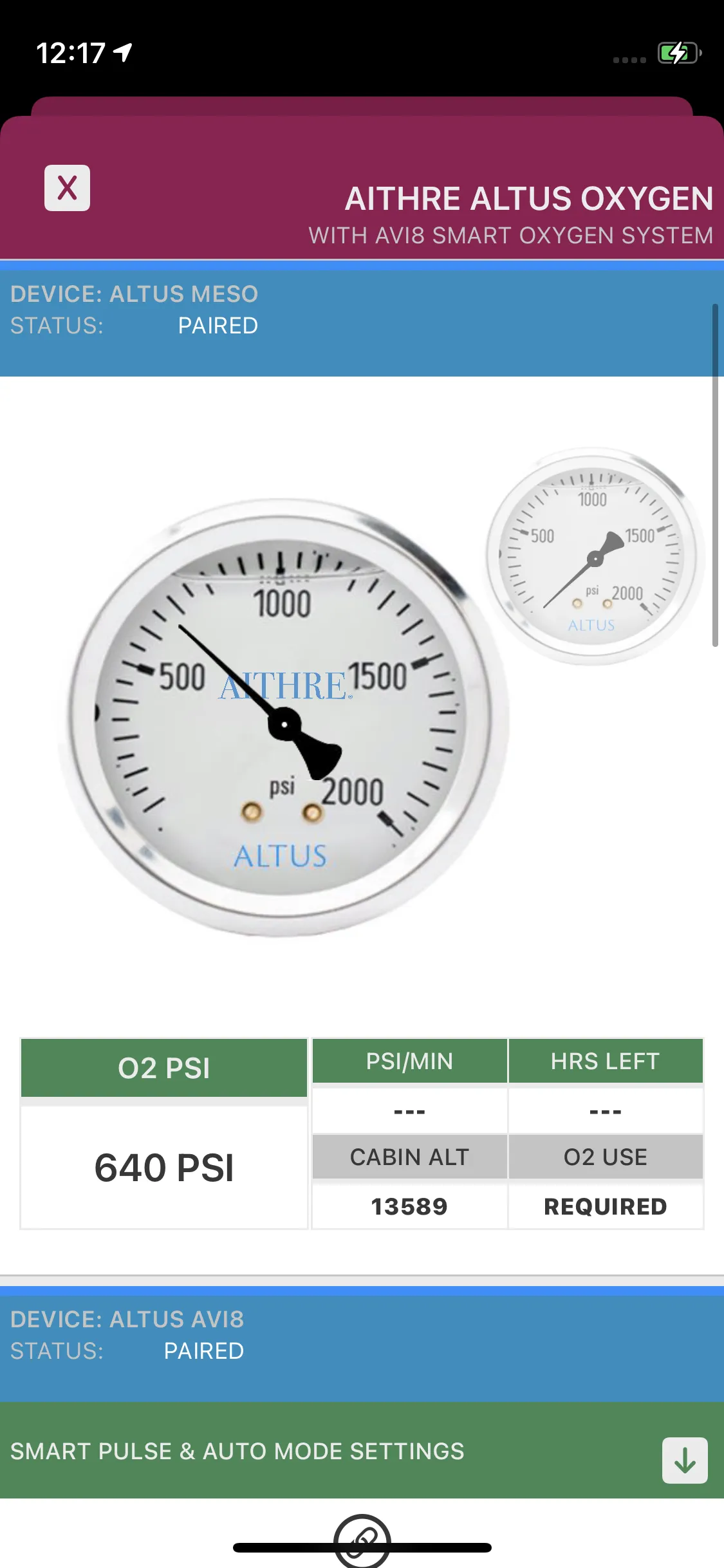 AVI 1-Place Smart O2 Valve with 47L Bottle and Altus Meso