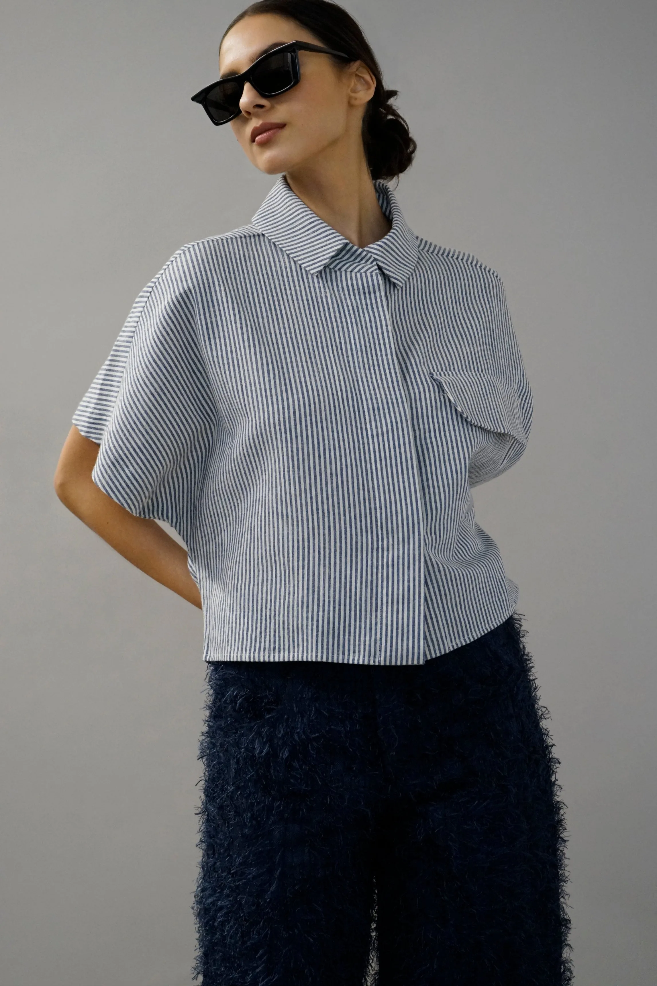 Avram Blue and White Pinstripe Button Down Shirt
