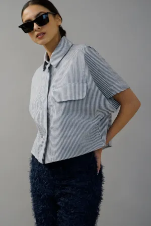 Avram Blue and White Pinstripe Button Down Shirt