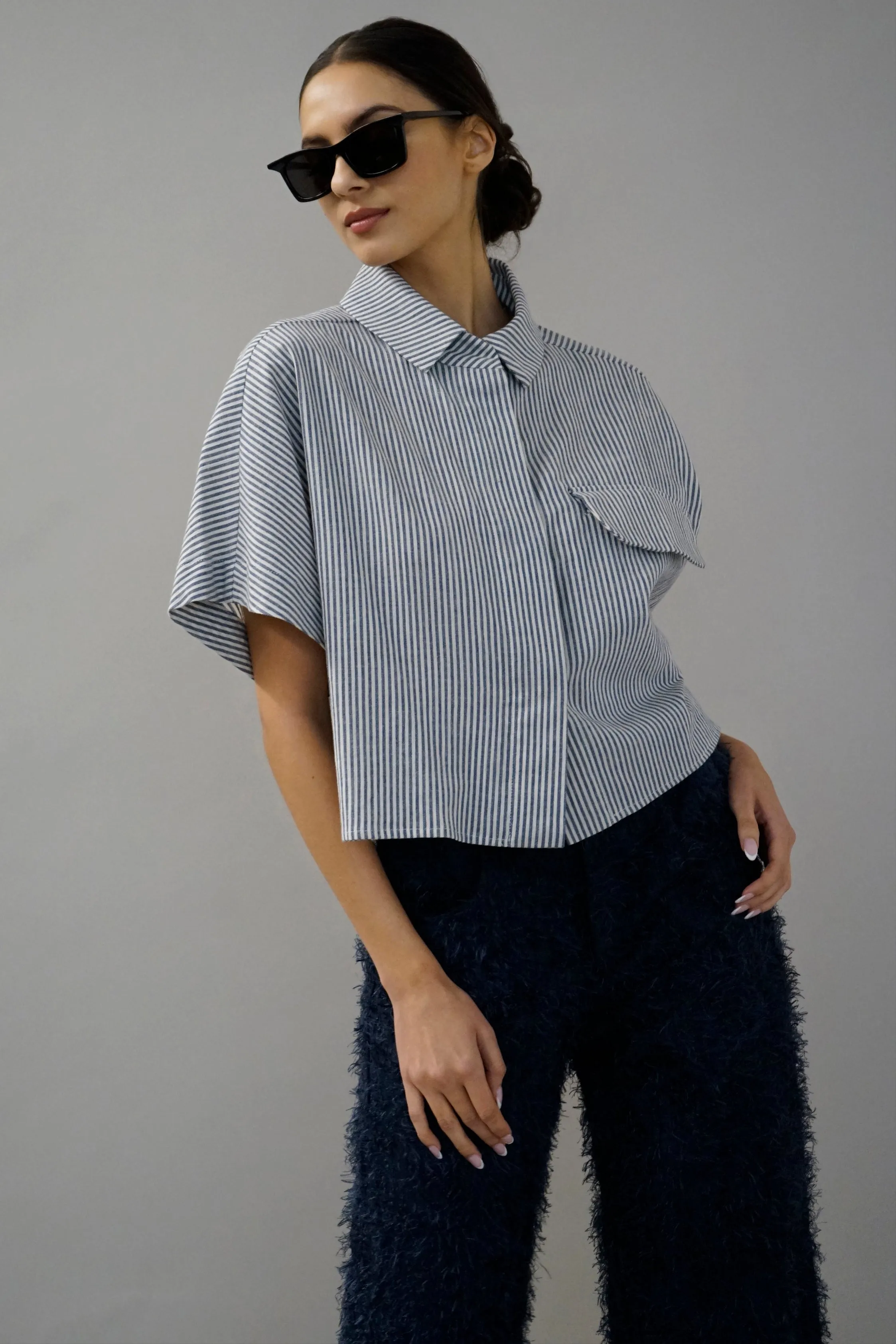 Avram Blue and White Pinstripe Button Down Shirt
