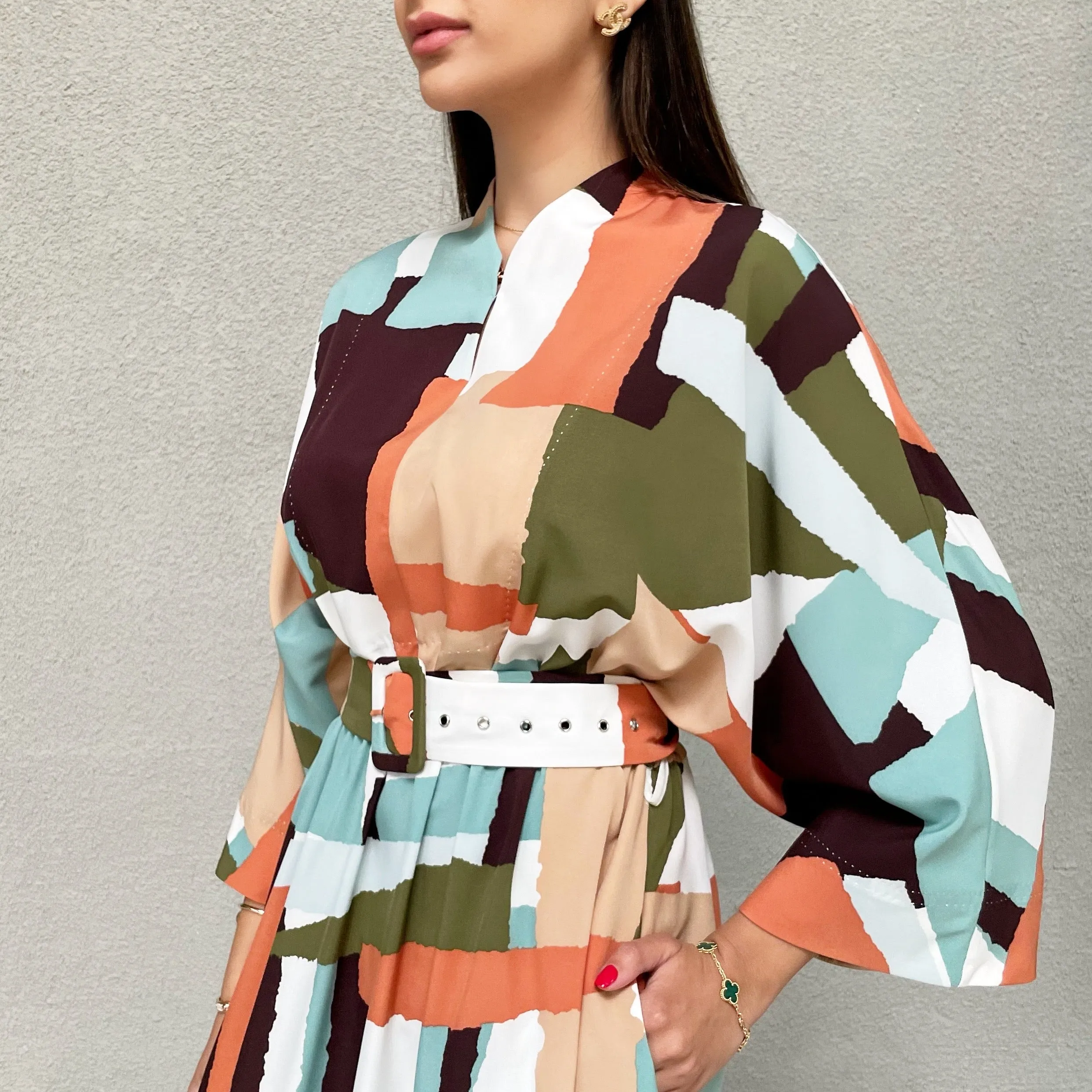 AW 21 ABSTRACT PRINT KAFTAN DRESS