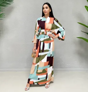 AW 21 ABSTRACT PRINT KAFTAN DRESS