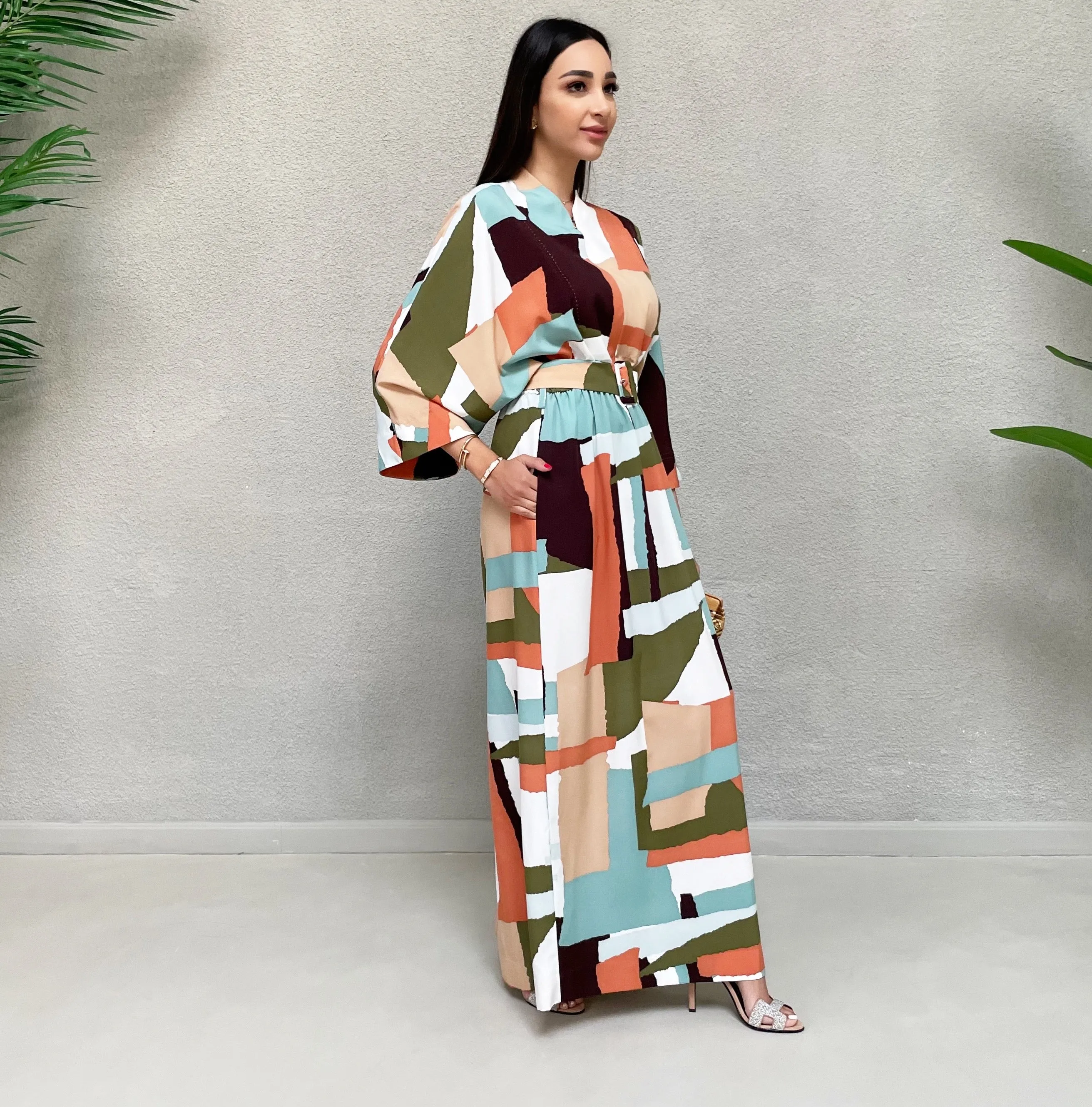 AW 21 ABSTRACT PRINT KAFTAN DRESS