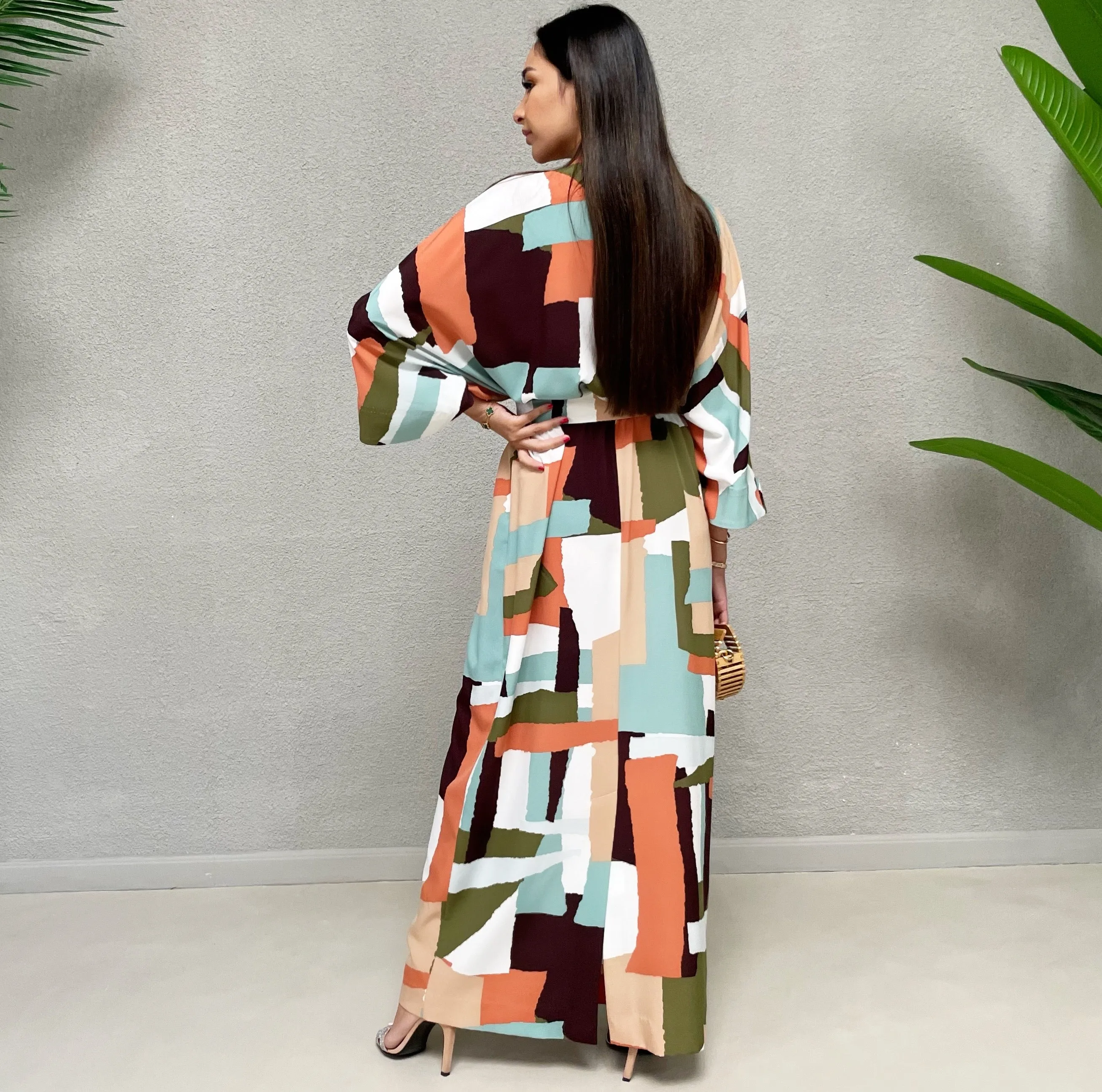 AW 21 ABSTRACT PRINT KAFTAN DRESS