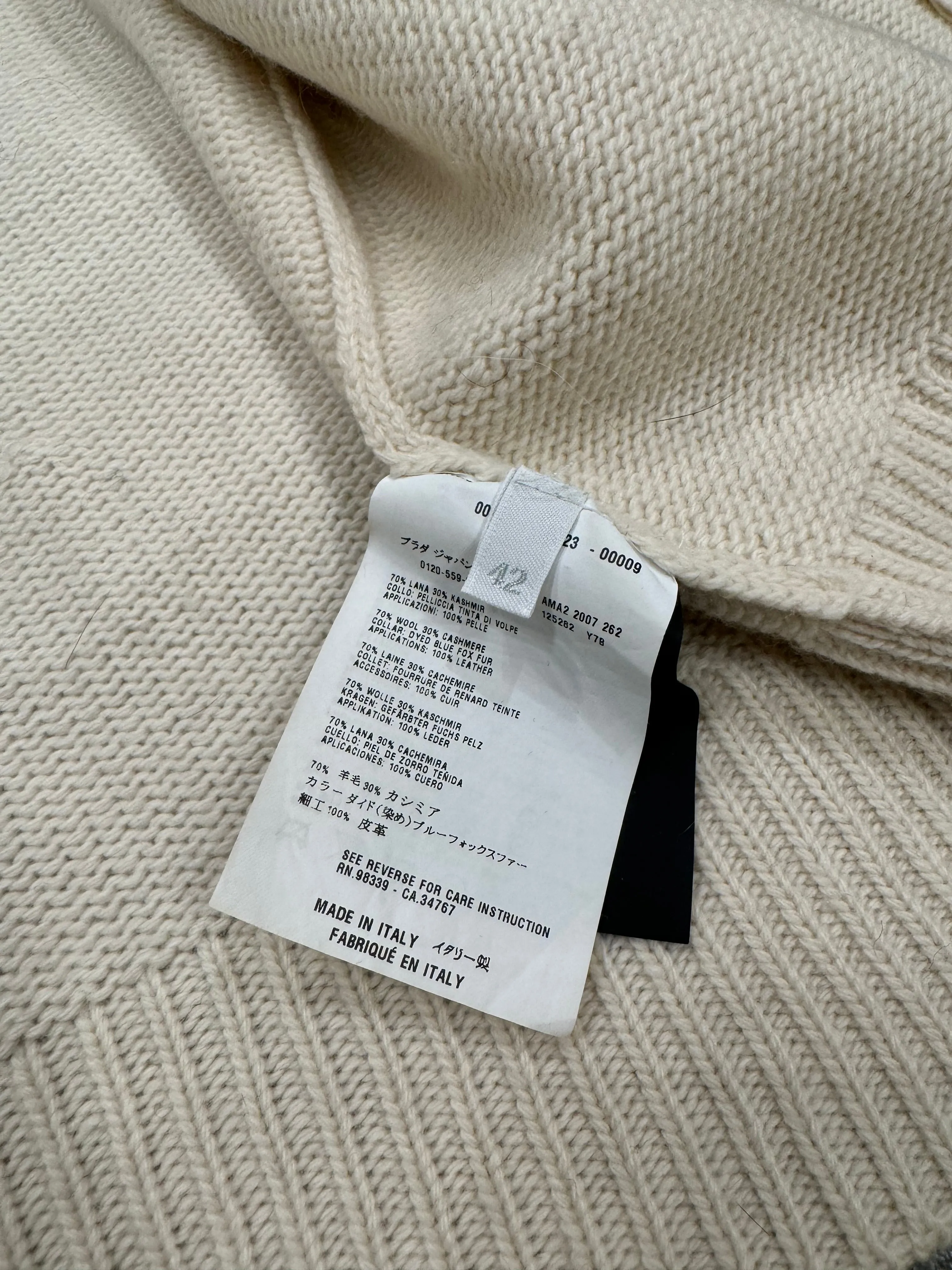 A/W2007 Prada fox fur zip-up knit