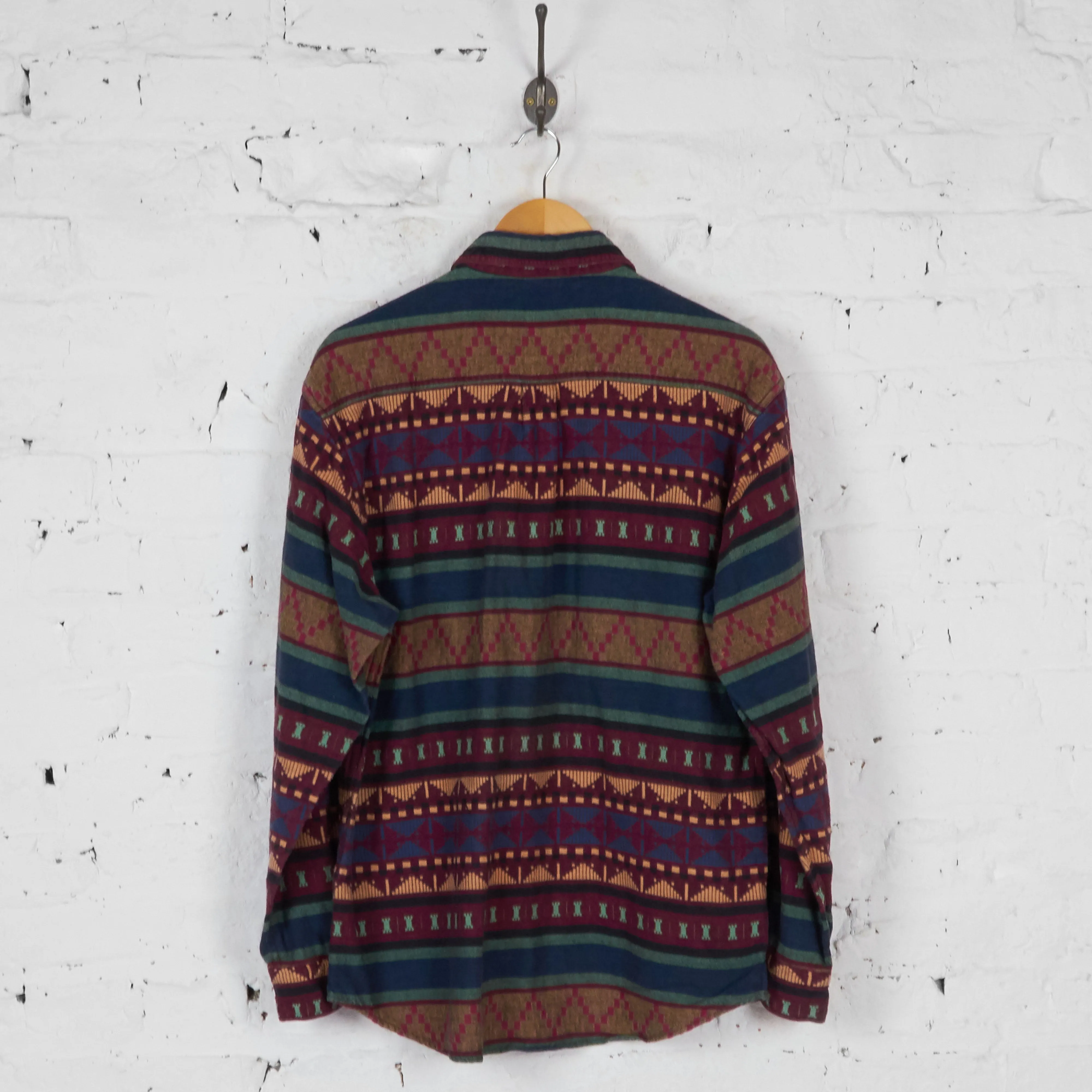 Aztec 90s Shirt - Blue/Maroon - L