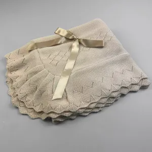 Baby Shawl / Luxury Knitted Spanish Shawl - Beige