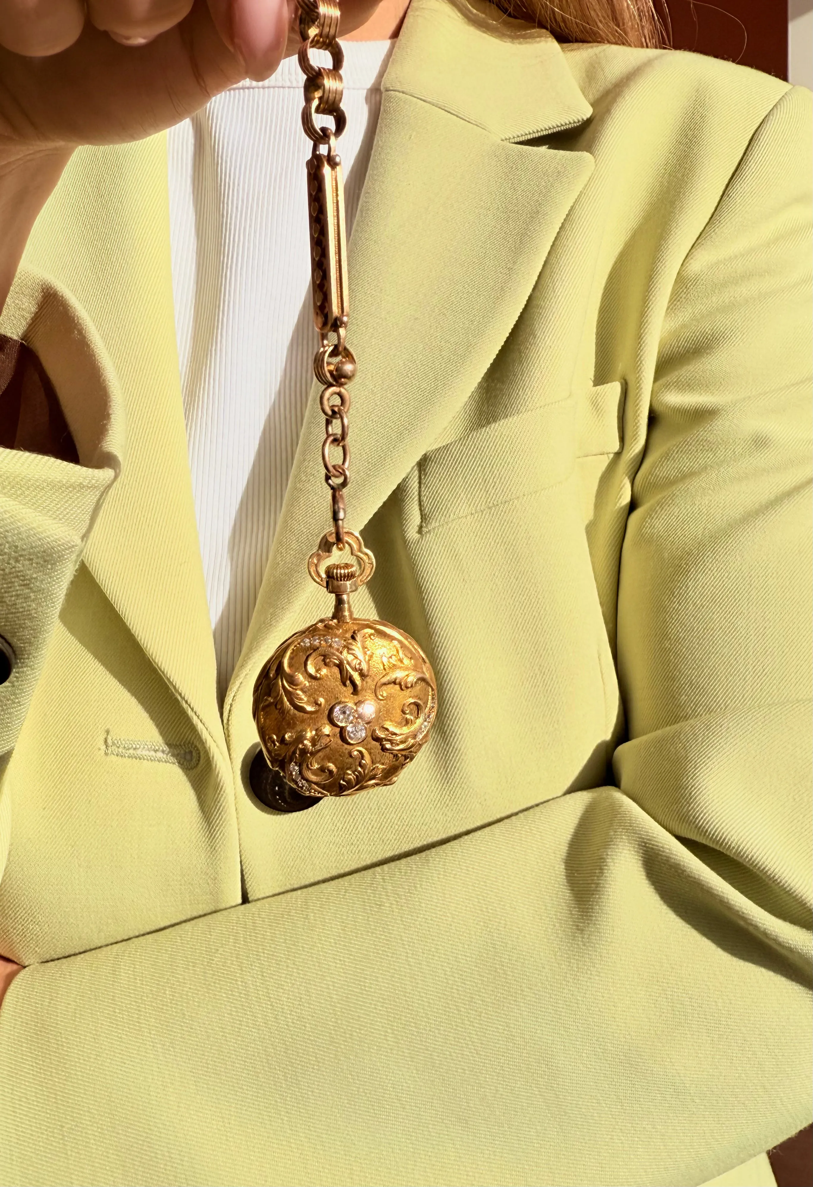 Bailey Banks & Biddle Diamond Pocket Watch, 18k