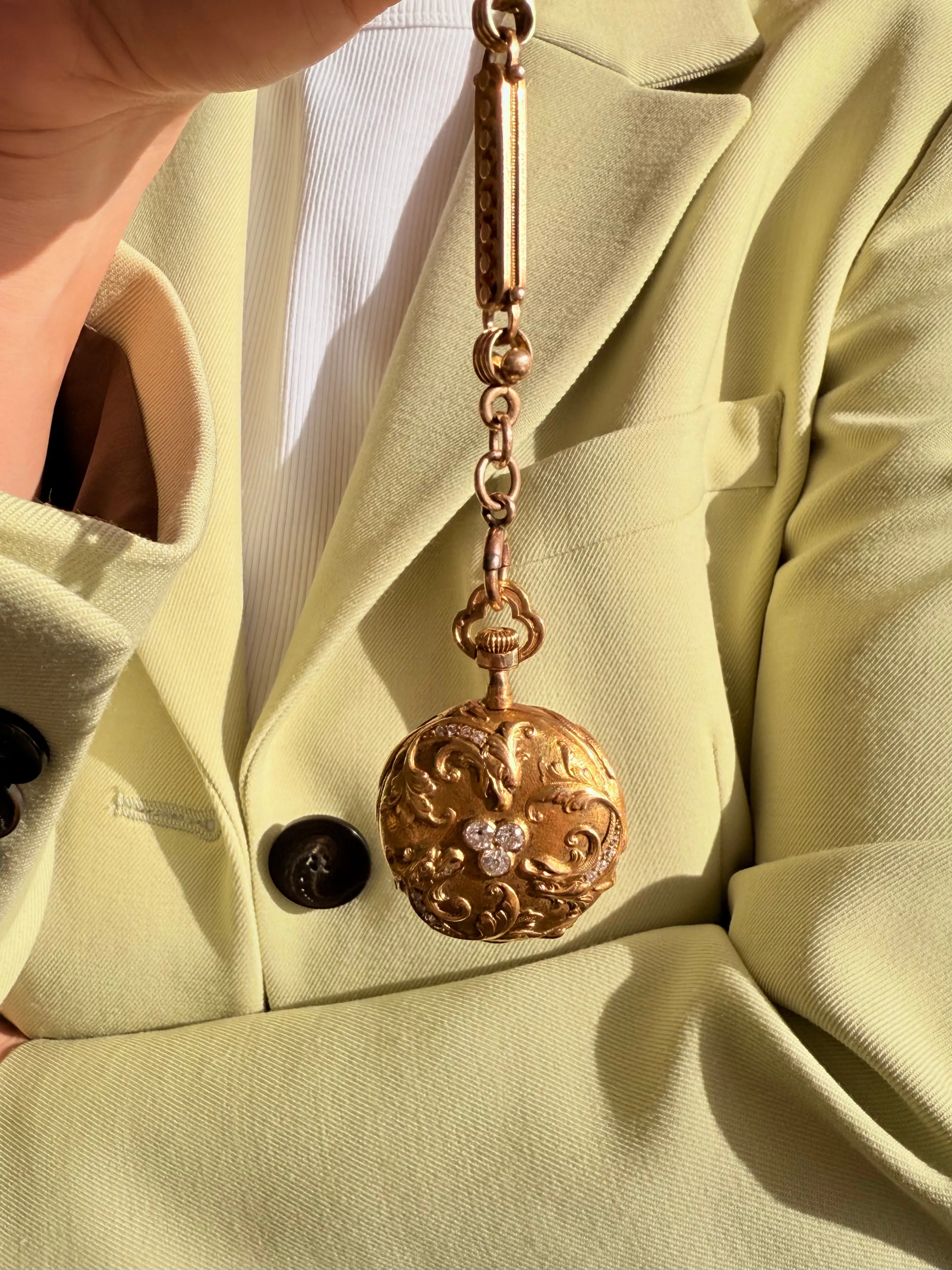 Bailey Banks & Biddle Diamond Pocket Watch, 18k