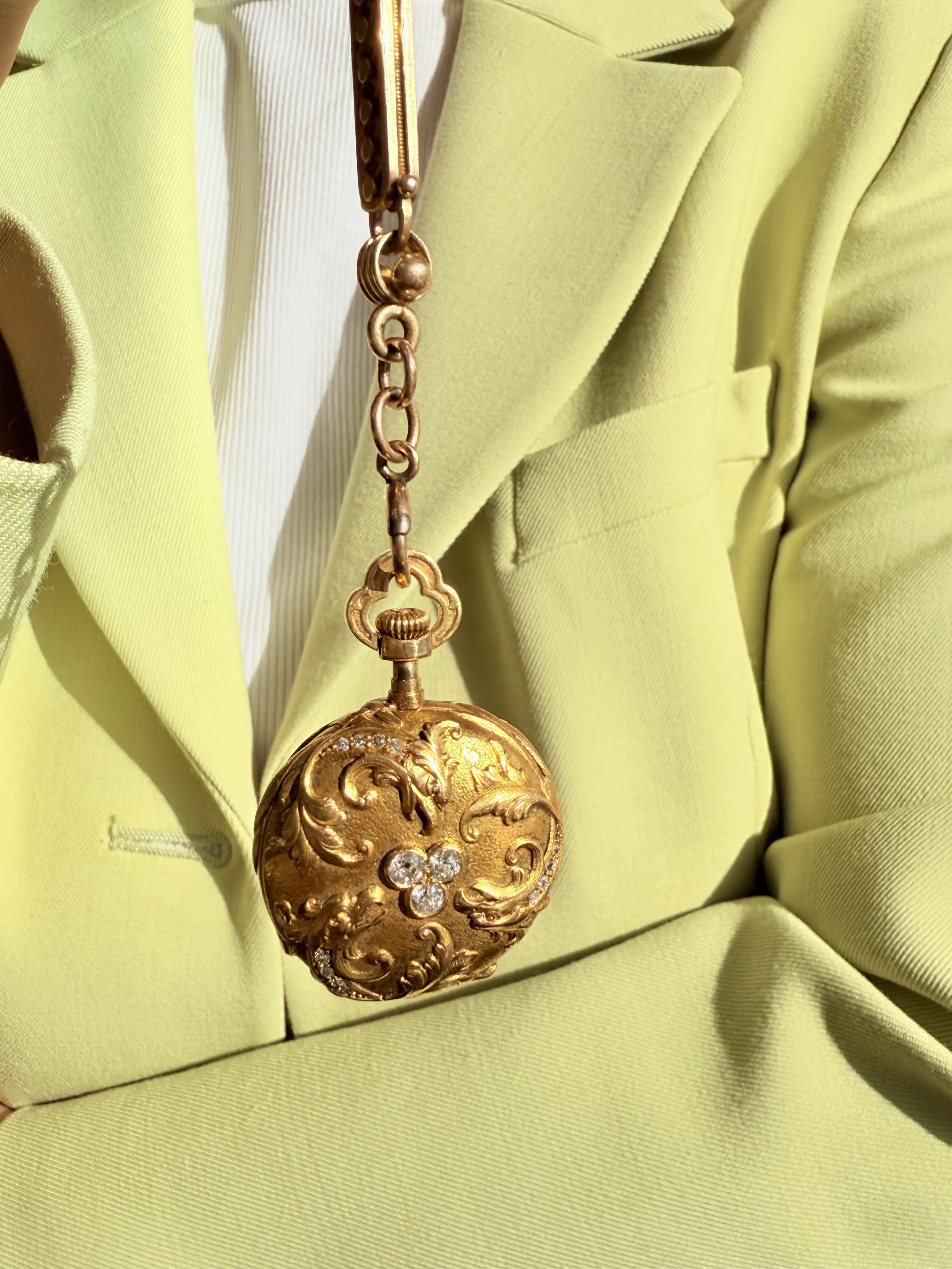 Bailey Banks & Biddle Diamond Pocket Watch, 18k