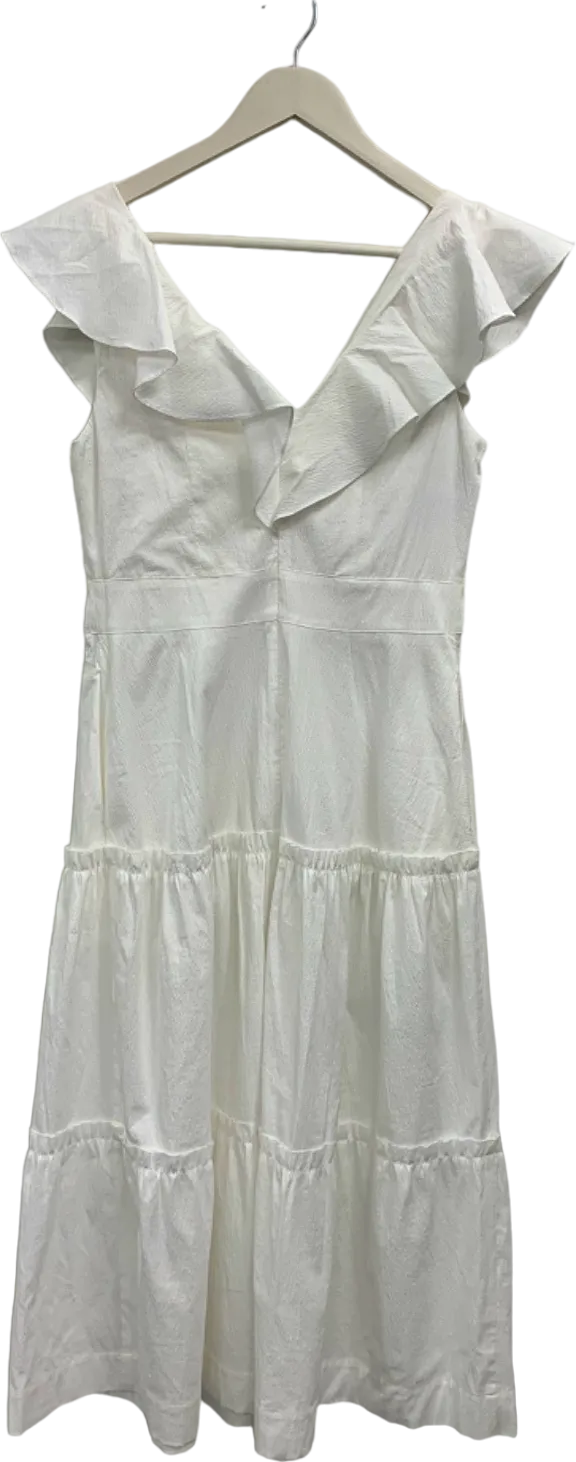 Bamford White Ruffle Off-Shoulder Dress UK S