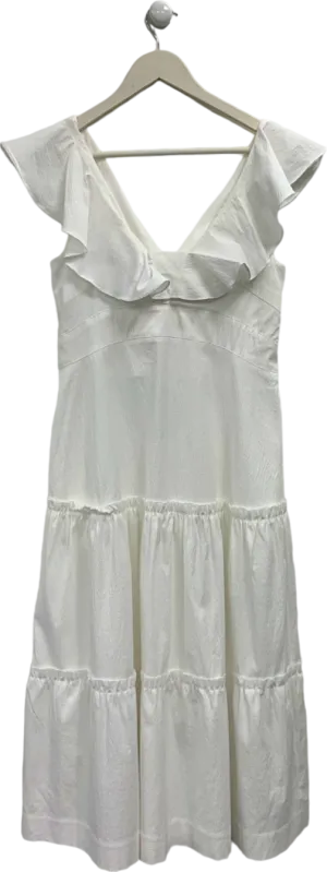 Bamford White Ruffle Off-Shoulder Dress UK S
