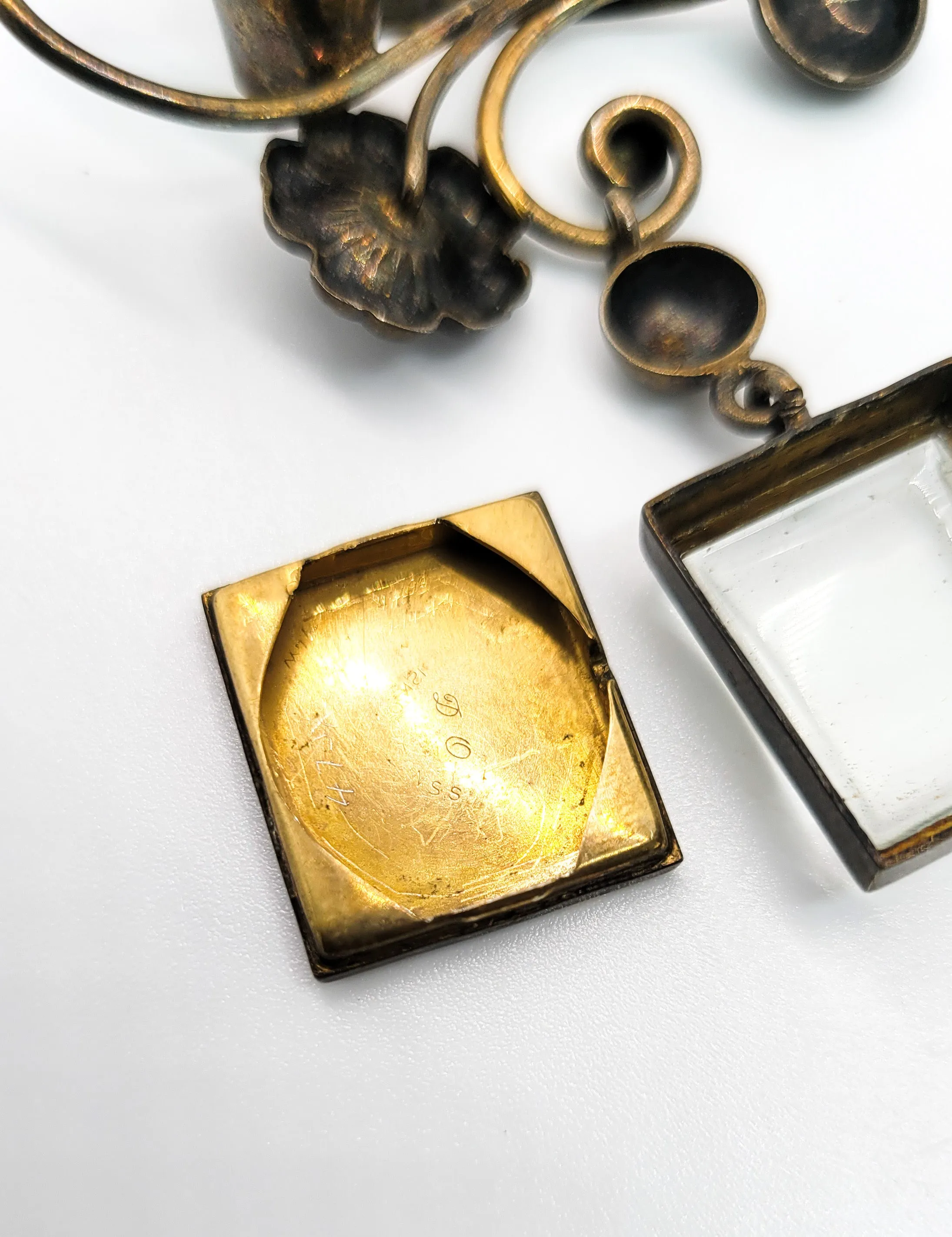 Banner 7 Jewel gold over sterling silver vintage pocket watch brooch For Repair