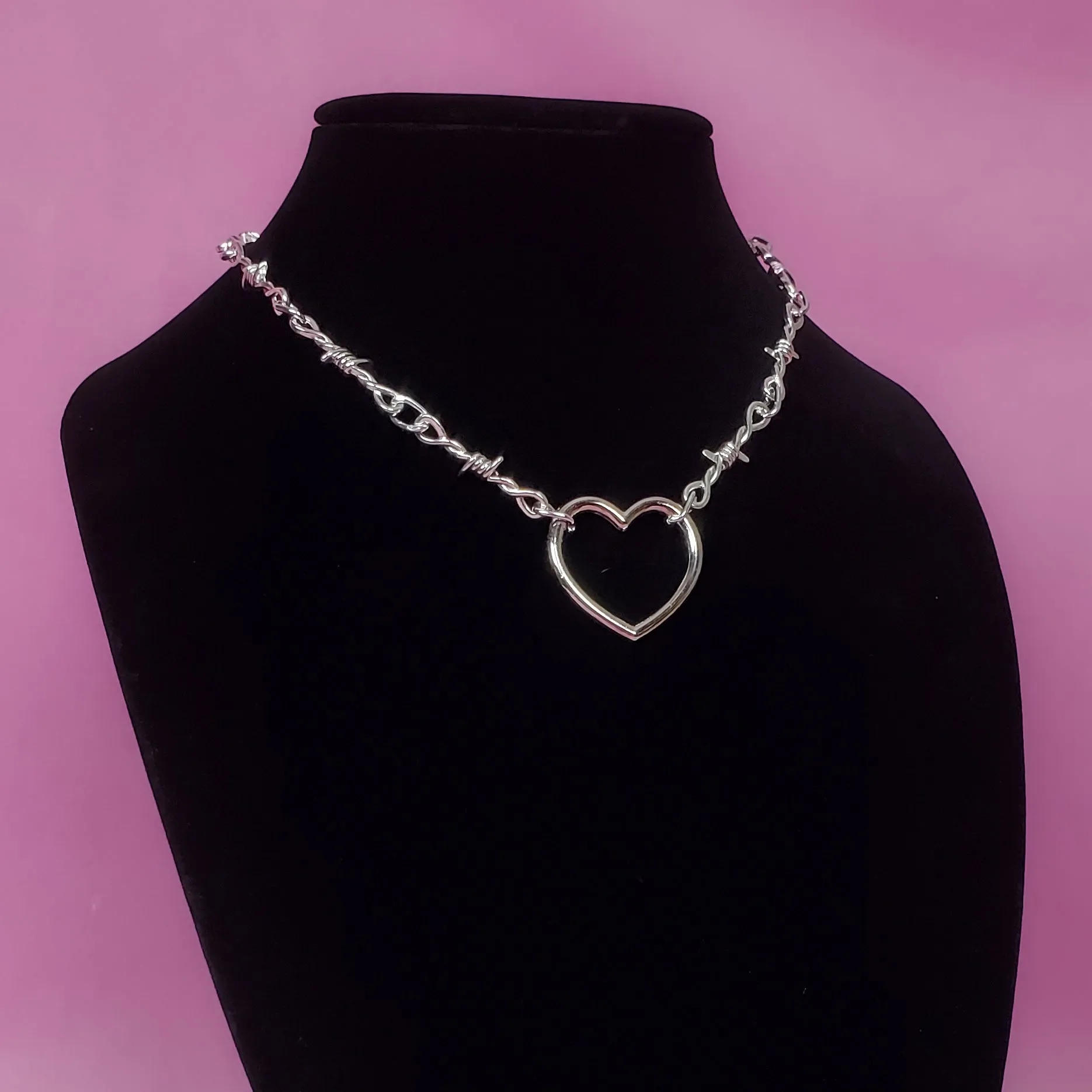 Barbed wire heart choker - ready to ship