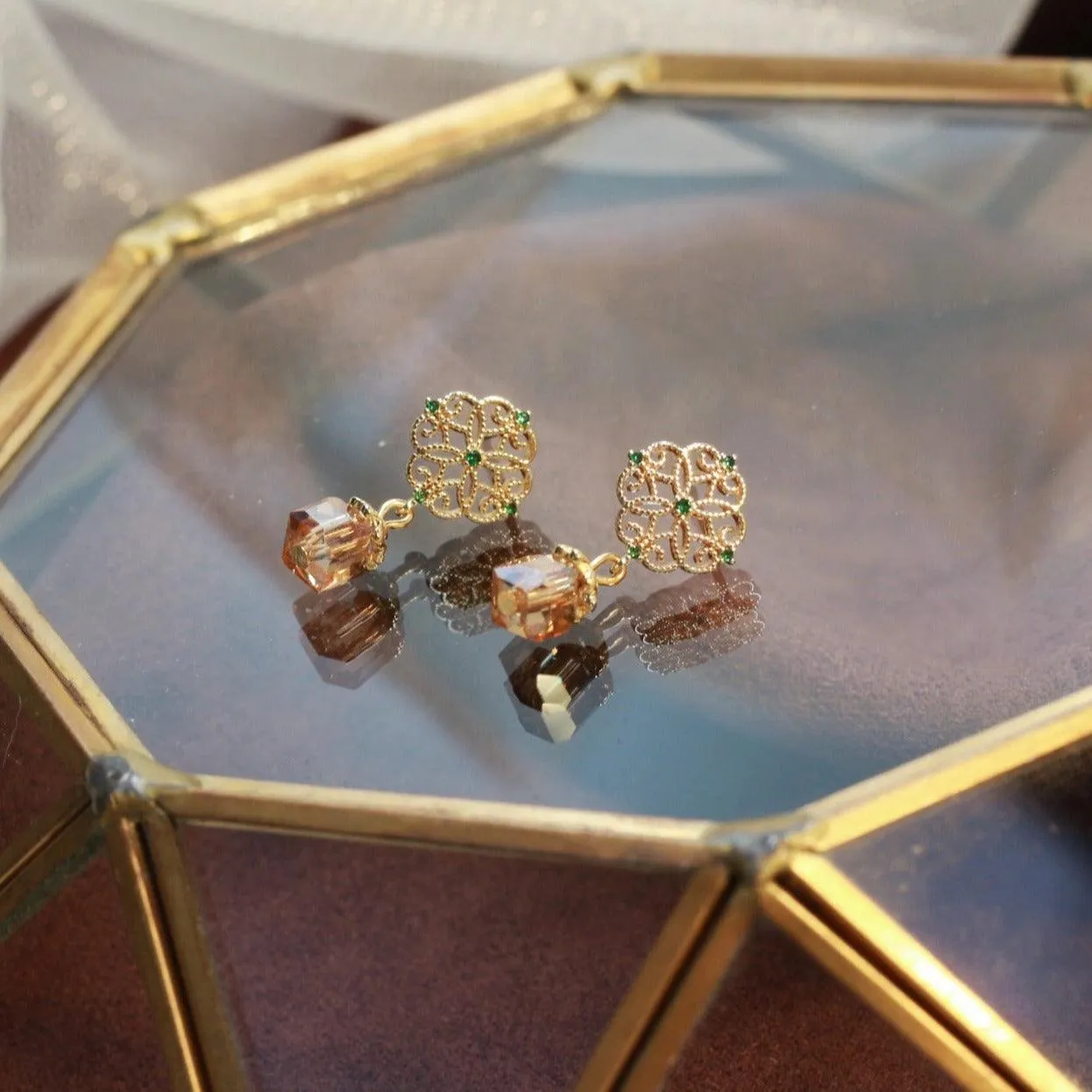 Baroque Earrings - Amber
