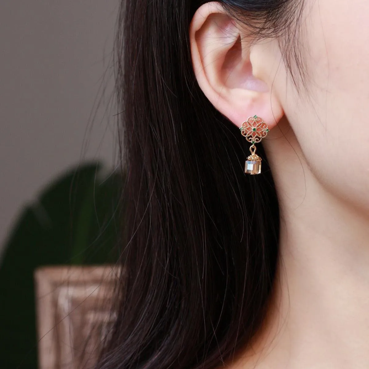 Baroque Earrings - Amber