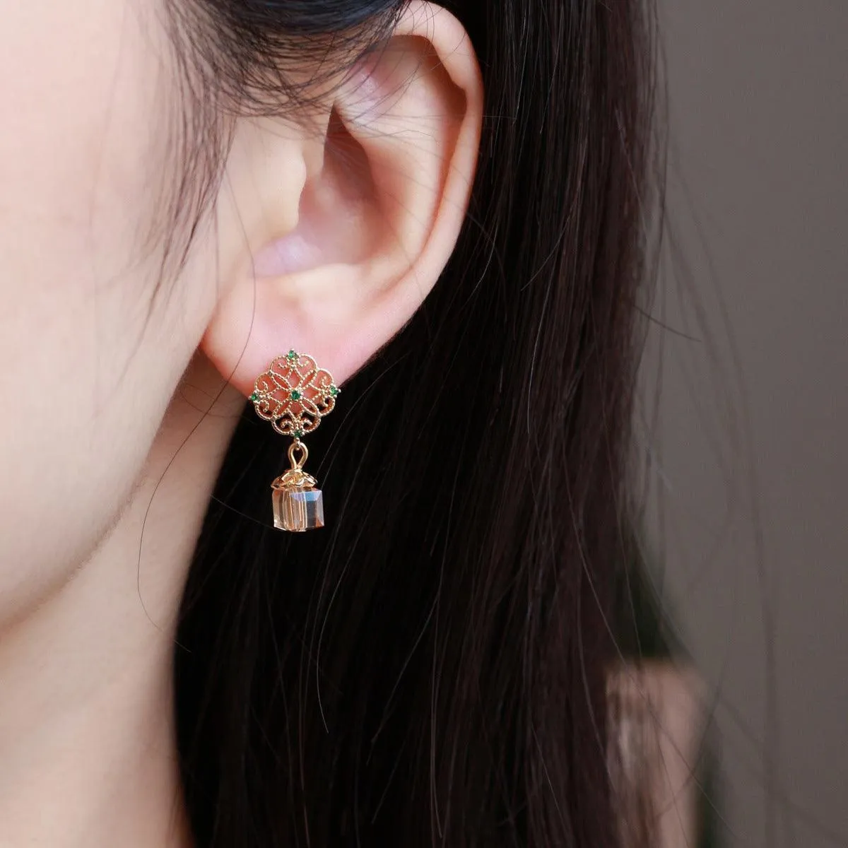 Baroque Earrings - Amber