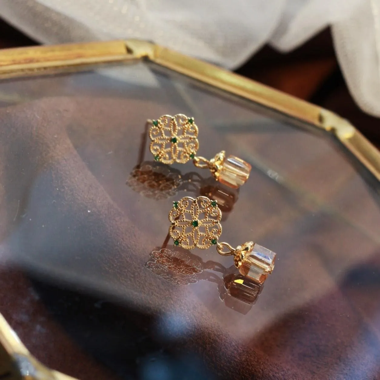 Baroque Earrings - Amber