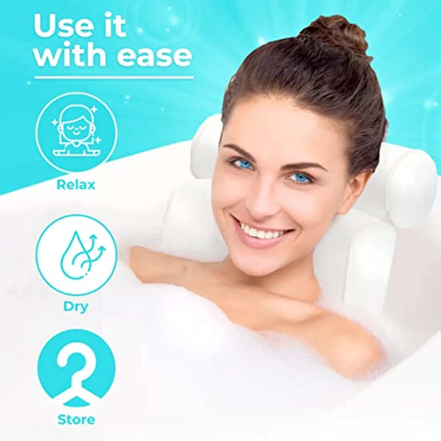 Bath Pillow (Non Slip), Relaxing Bath Pillows for Tub Neck and Back Support, Luxury Bathtub Pillow Headrest Cushion, Bath Tub Pillow Neck Head, Bath Accessories Women, Spa Jacuzzi Hot Tub Pillow Rest