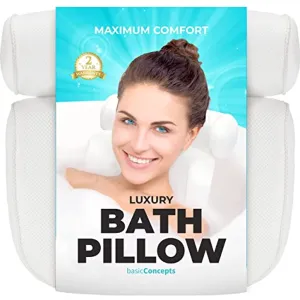 Bath Pillow (Non Slip), Relaxing Bath Pillows for Tub Neck and Back Support, Luxury Bathtub Pillow Headrest Cushion, Bath Tub Pillow Neck Head, Bath Accessories Women, Spa Jacuzzi Hot Tub Pillow Rest
